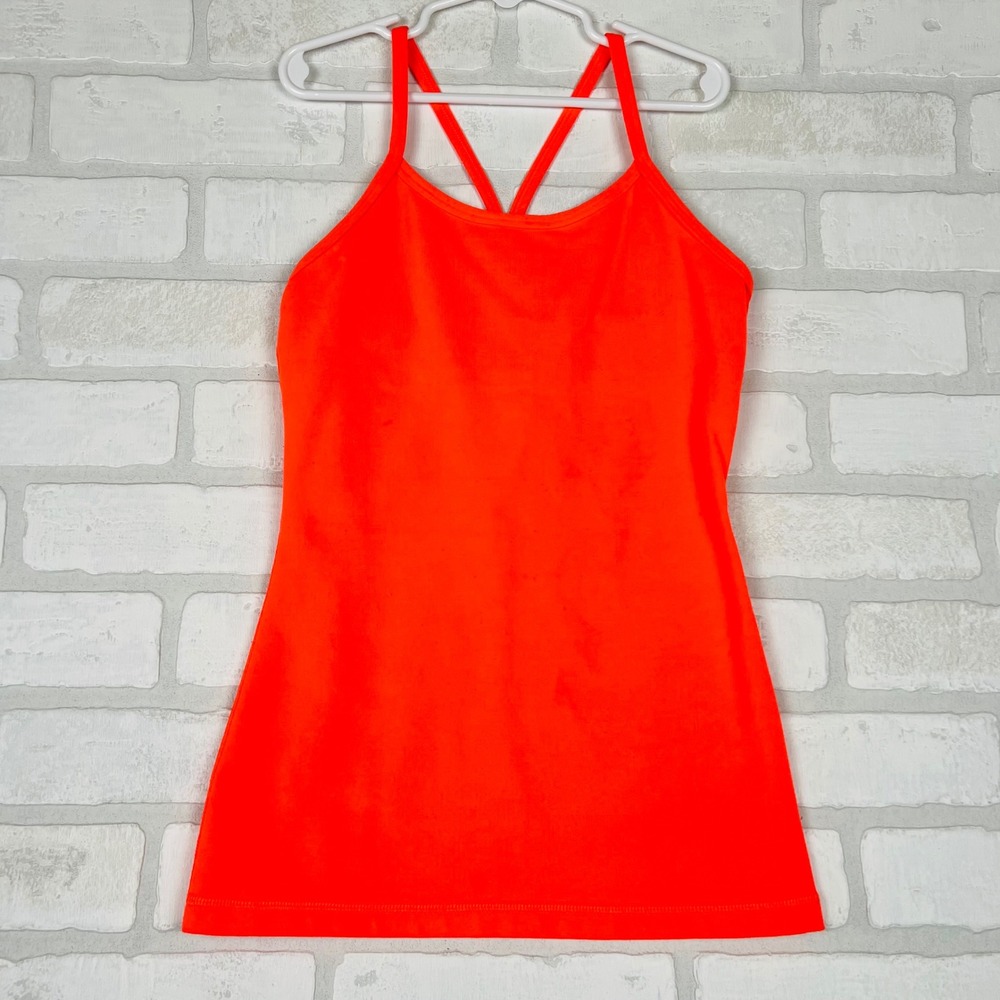 Ivivva Girls Neon Orange Strappy Racerback Athletic Tank Top Built-in Bra 12